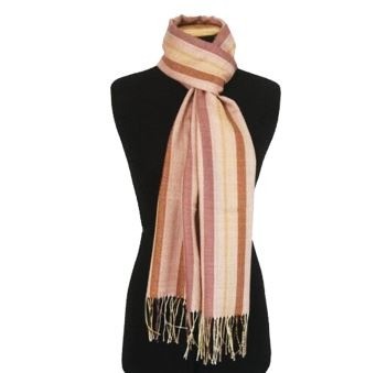 Frayed striped silk-twill scarf